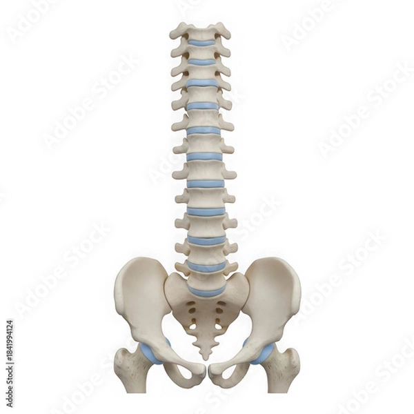 Fototapeta Human spine and pelvis isolated on transparent background