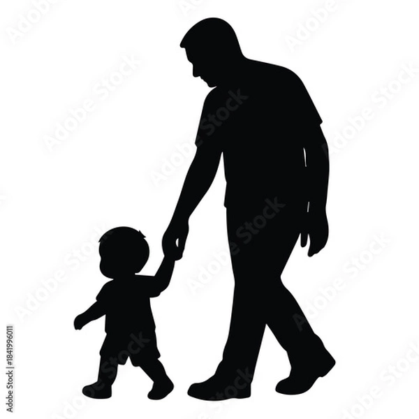 Obraz Slow walking father toddler silhouette crafted for adorable family visuals.