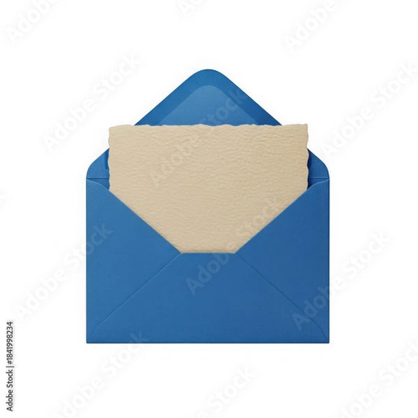 Fototapeta Blue envelope with paper isolated on transparent background