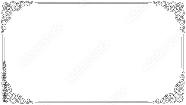 Obraz Classic Vintage Ornamental Rectangular Frame Vector with Elegant Victorian Line Border Design