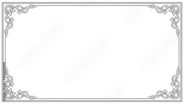 Obraz Classic Vintage Ornamental Rectangular Frame Vector with Elegant Victorian Line Border Design