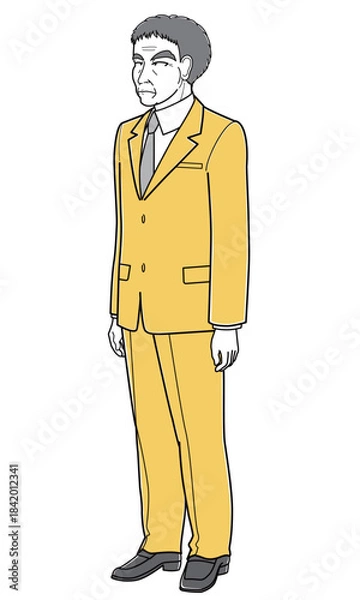 Fototapeta 立ち姿勢のスーツの中年男性・斜め左向き（シンプル）