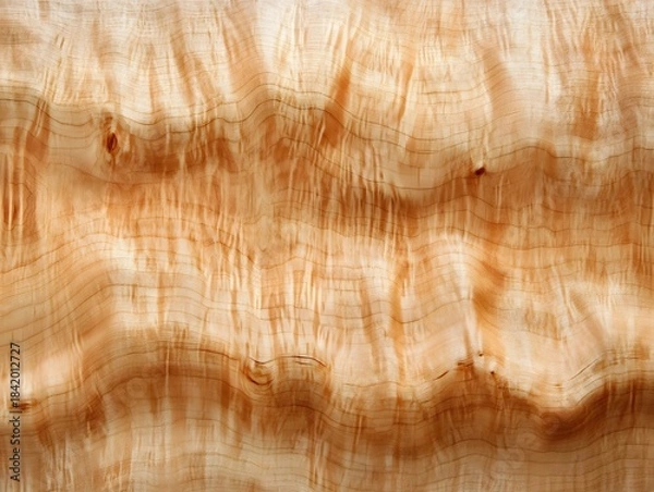 Fototapeta Handcrafted maple wood texture with irregular grain and grooved pattern