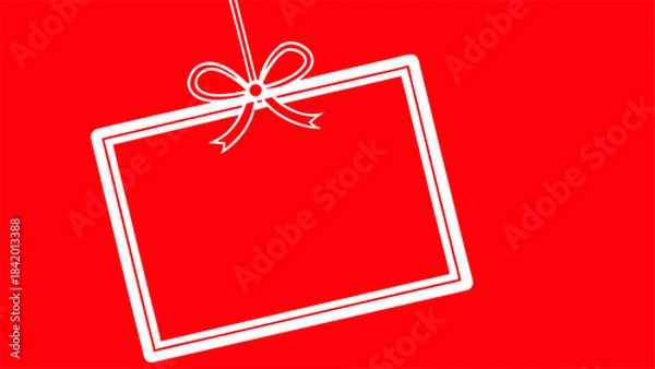 Fototapeta Blank Gift Tag Frame with Red Ribbon Bow Banner with vector illustration