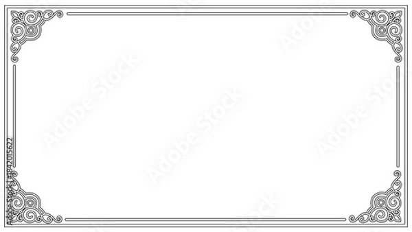 Obraz Classic Vintage Ornamental Rectangular Frame Vector with Elegant Victorian Line Border Design