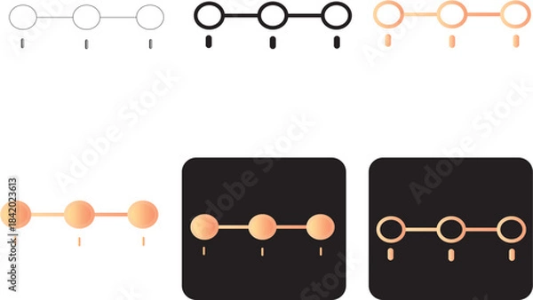 Fototapeta Minimalist flat vector infographic Connected circles and nodes for progress timeline, sequential steps, stages, and data visualization for process flow