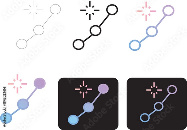 Fototapeta Clean Minimalist Vector Infographic Collection for Digital Interfaces, Symbolizing Connection, Progress, and Achievement with a Sparkling Highlight