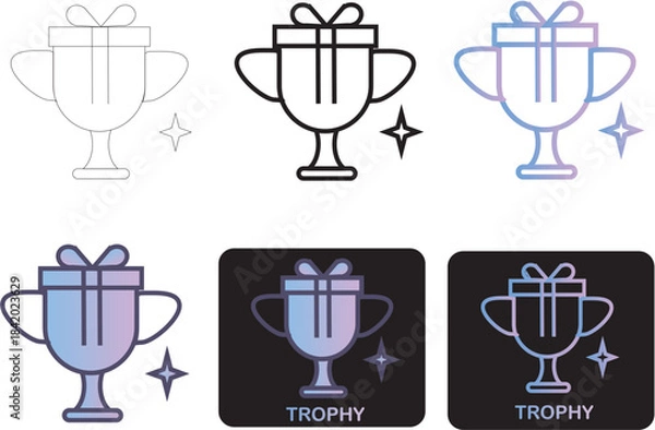 Fototapeta Vector collection of minimalist trophy icons  for celebrating success, awards, and achievements in various contexts