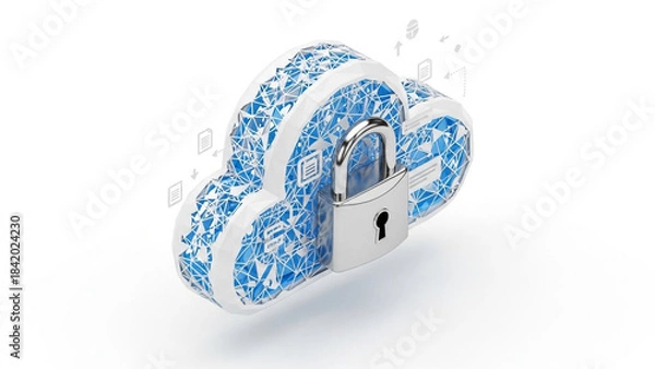 Obraz Secure Cloud Computing with Padlock and Abstract Data Representation.