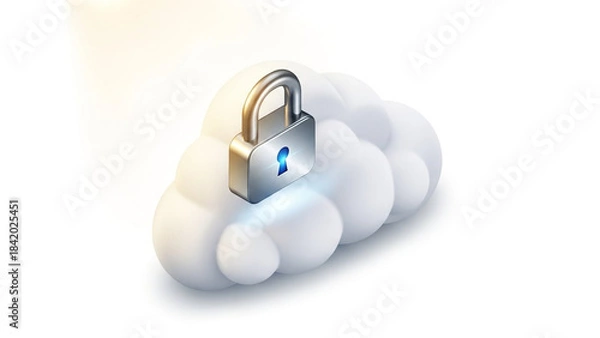Obraz Cloud Security Padlock Icon on White Background.