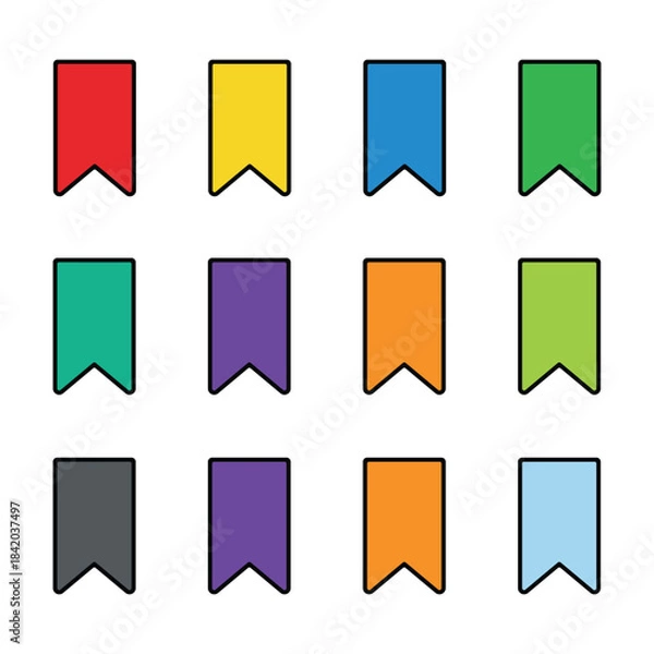 Obraz Bookmark Icon Set Multicolor Flat Vector Bookmarks