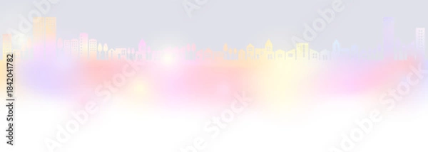 Obraz やさしい暖色系の光に包まれた幻想的な街並み