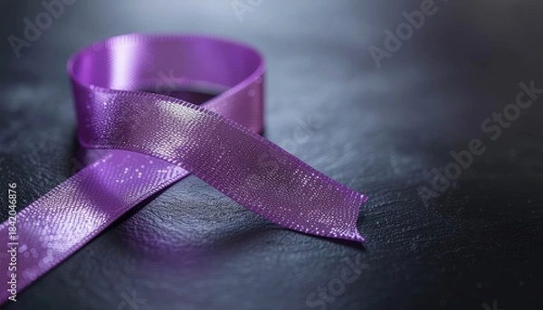 Fototapeta Purple Ribbon Symbolizing Awareness and Support for Various Causes.