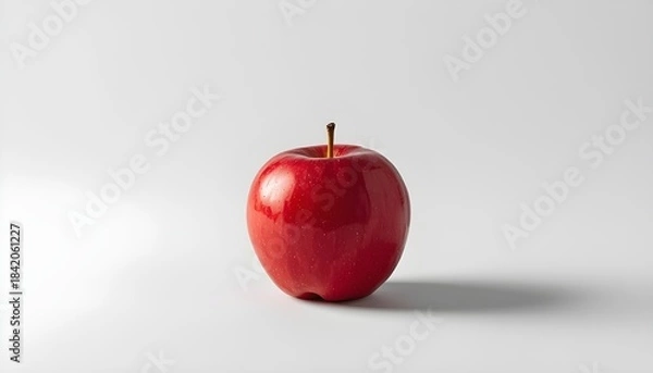Fototapeta Fresh Red Apple on Clean White Background with Soft Shadow