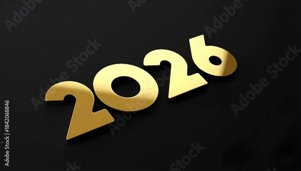 Fototapeta Golden Numbers 2026 on Black Background for New Year Celebration