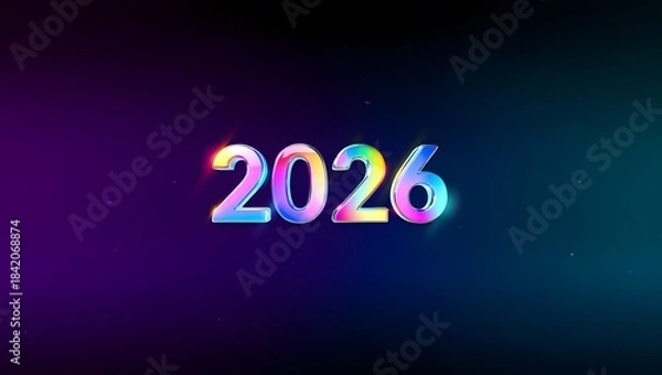 Fototapeta Colorful 2026 New Year Celebration Design with Bright Lights