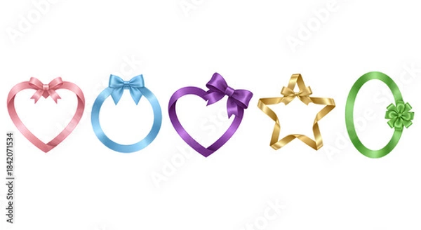 Fototapeta Colorful Ribbon Frames Set PNG isolated on transparent background