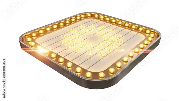 Fototapeta A square led light panel with rounded corners and a grid pattern isolated on transparent background