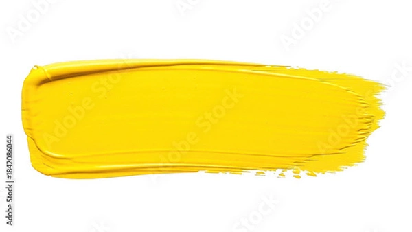 Fototapeta Vibrant yellow paint smear isolated on transparent background with textured brush strokes