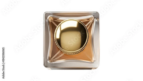 Fototapeta A gold and crystal charm with a circular cutout isolated on transparent background