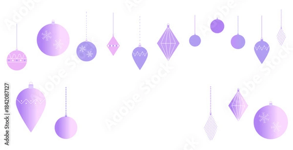 Obraz クリスマスオーナメントのフレームイラスト