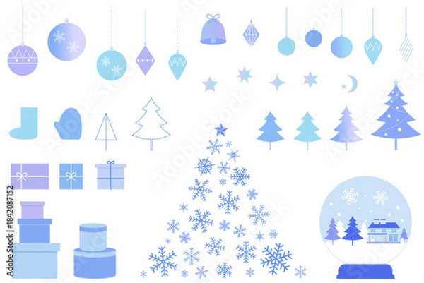 Obraz クリスマスモチーフのイラストセット　背景イラスト　ベクター素材