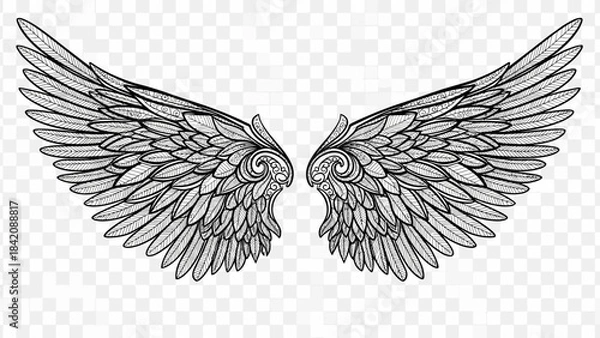 Obraz Realistic Eagle Wings Spread Wide Vector Graphic for Heraldry and Emblems