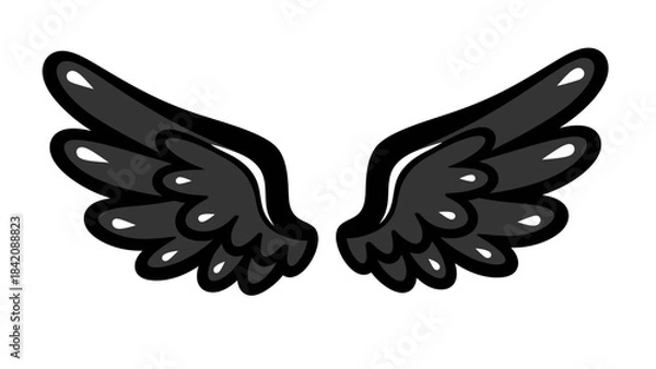 Obraz Angel Wings Vector Illustration Isolated on White Background for Tattoo and Logo Design