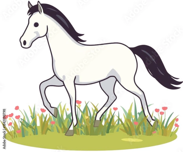 Obraz 말_동물_초원에서