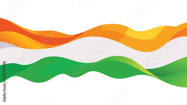Obraz Republic day long flag waves elements Flowing abstract waves in Indian flag colors vector background.