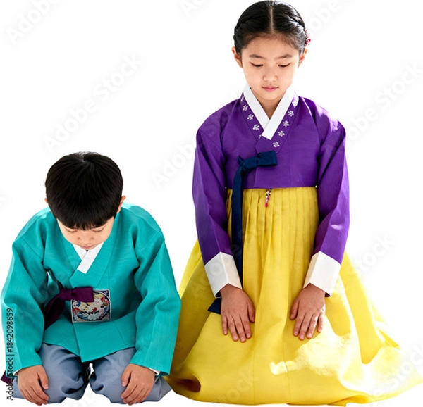 Obraz 한복입고세배하는남매