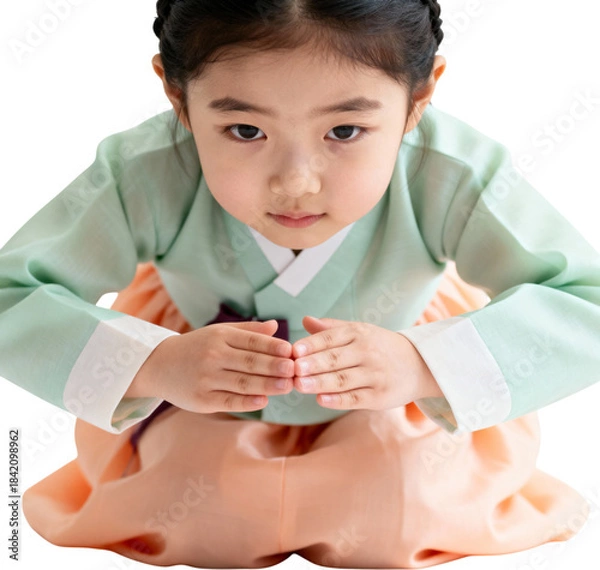 Obraz 한복입은어린이의설날세배인사