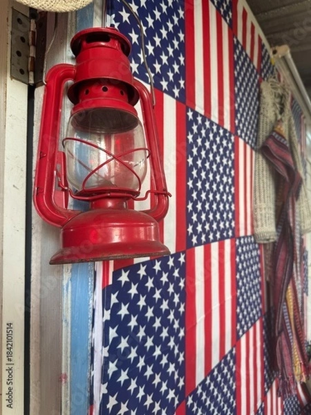 Fototapeta red lantern on a wall