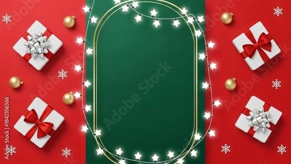 Fototapeta Holiday gift boxes with string lights