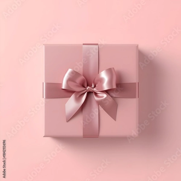 Obraz white gift box with pink ribbon