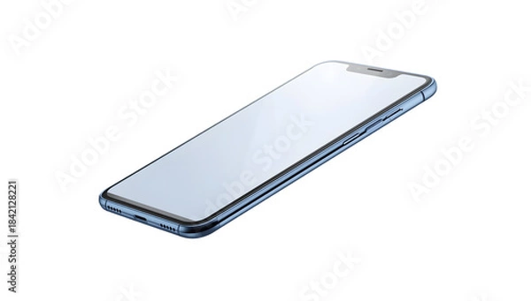 Obraz Angled Smartphone Mockup on White Background – Blank Screen Mobile Device Template