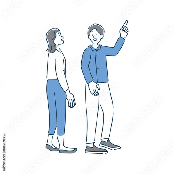 Obraz 笑顔で会話をしている女性と男性の全身のイラスト素材