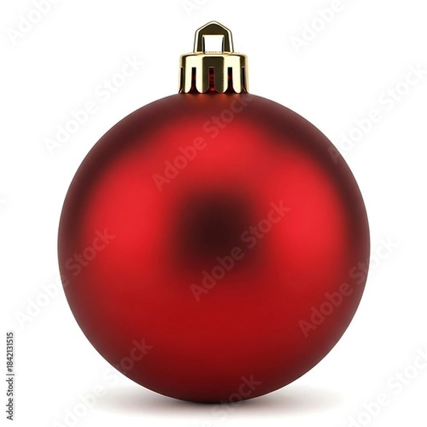 Fototapeta A single red christmas bauble with a gold hanger against a white background