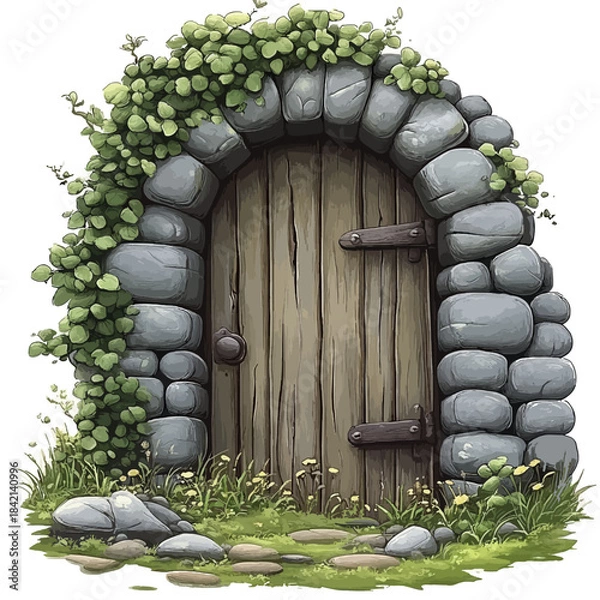 Obraz Old door with flowers