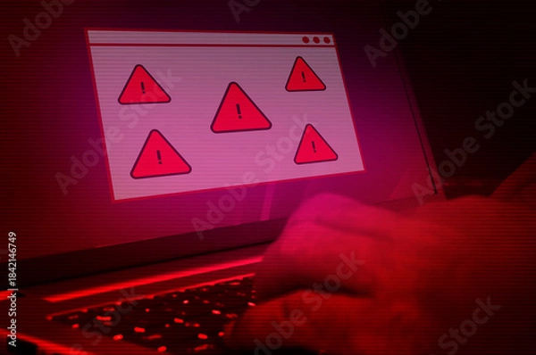 Fototapeta Cyber crime serious threat to computer systems, Security awareness training helps protect important business data from hacking