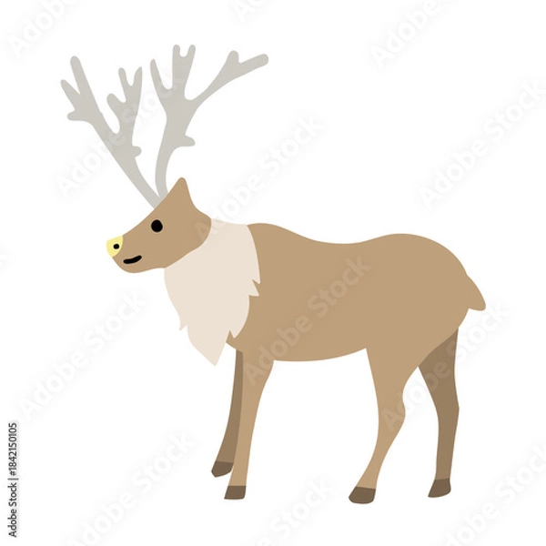 Fototapeta トナカイのゆるかわいいイラスト（斜め）