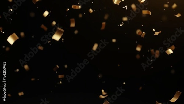 Obraz Golden confetti pieces floating against dark backdrop ideal for celebration graphics New Year themes and glamorous festive artwork
