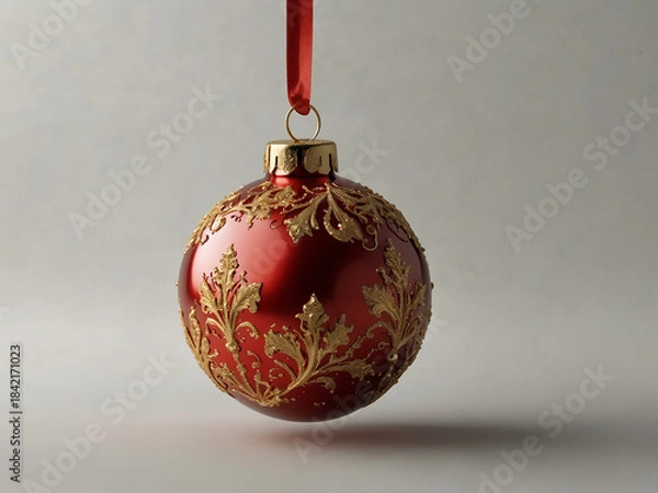 Obraz Textured Ruby Red Bauble. generative ai