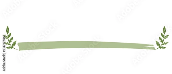 Obraz 緑色のマーカーライン　ステンシル風リーフのワンポイント