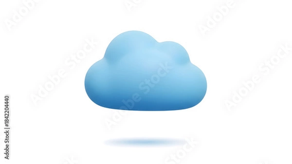 Fototapeta Cloud Computing Concept with 3D Blue Cloud Icon on White Background for Technology and Data Storage Illustrations