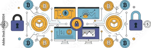 Obraz Blockchain Technology and Cryptocurrency Network with Secure Transactions.