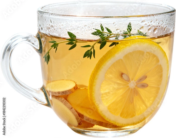 Obraz 투명한유리컵에담긴따뜻한레몬생강차