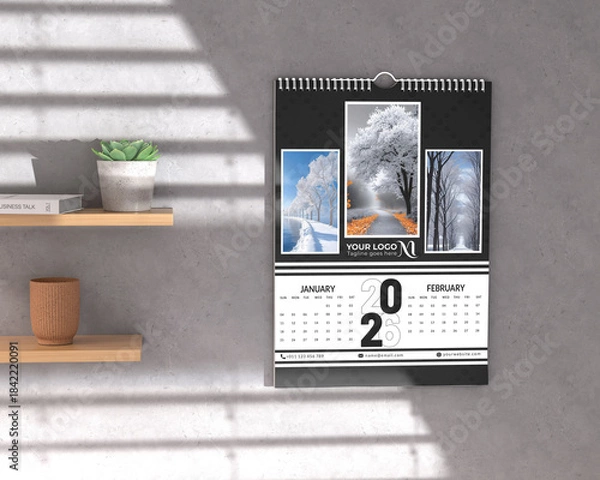 Obraz Cute calendar template for 2026 year