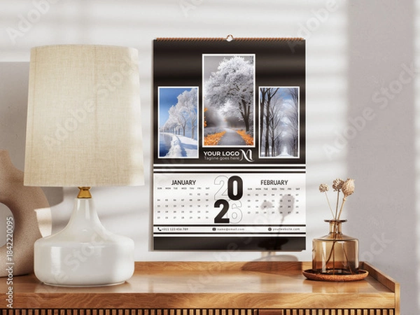 Obraz Cute calendar template for 2026 year