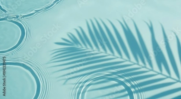Obraz Abstract Water Ripples with Palm Leaf Shadow — calming tropical texture background